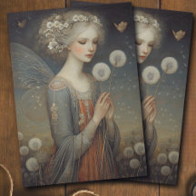 Magical Fairy & Dandelion Field Decoupage Art