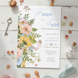 Magical Fairy Floral Garden Pixie Girls Birthday  Inbjudningar