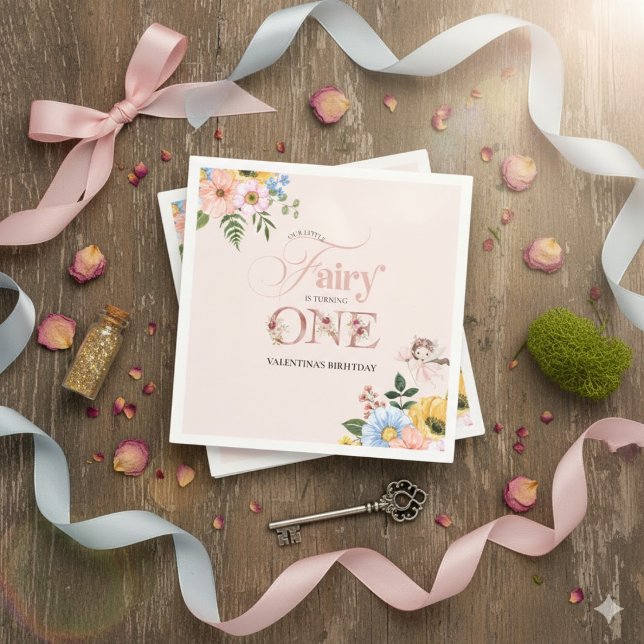 Magical Fairy Floral Garden Pixie Girls Birthday  Pappersservett (Skapare uppladdad)