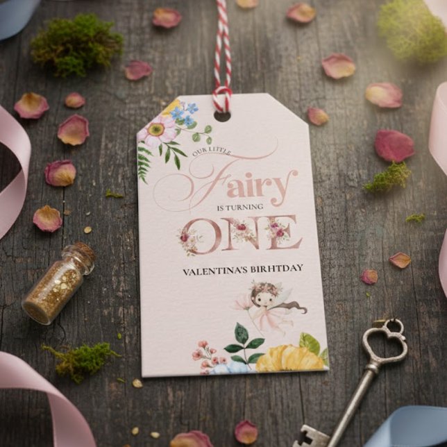Magical Fairy Floral Garden Pixie Girls Birthday  Presentetikett (Skapare uppladdad)