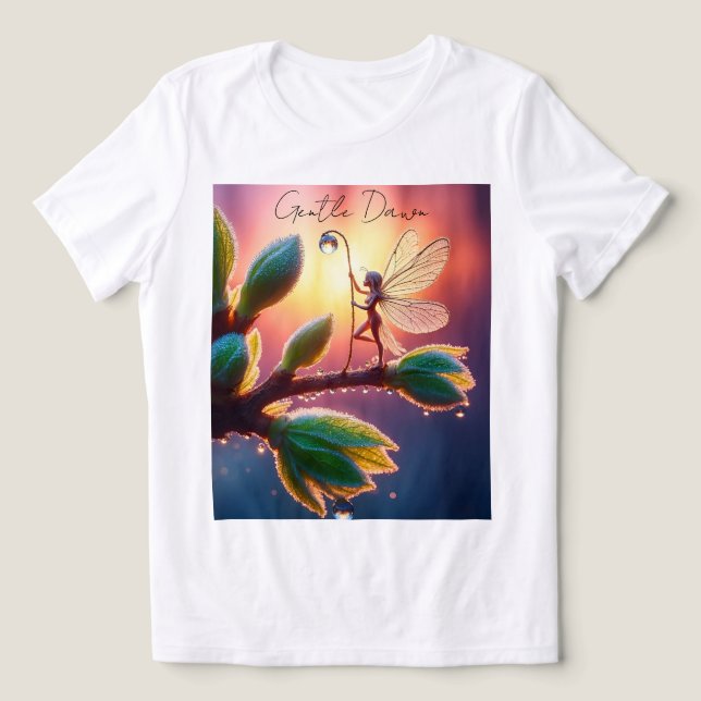 Magical fairy with dewdrop lantern on the branch t shirt (Design Framsida)