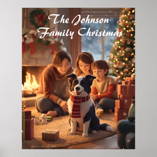 Magical Family Christmas Poster with Border Collie (Framsidan)