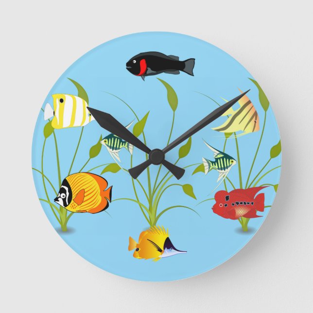 Magical Fish and Plants Ocean Round Clock Rund Klocka (Framsida)