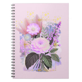 Magical Floral Bouquet in Golden Frame Anteckningsbok