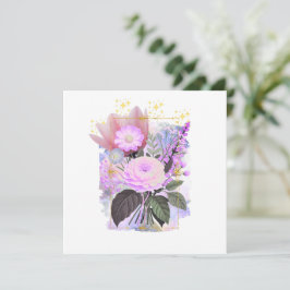 Magical Floral Bouquet in Golden Frame Julkort