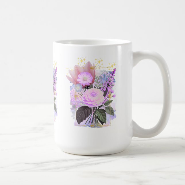 Magical Floral Bouquet in Golden Frame Kaffemugg (Höger)