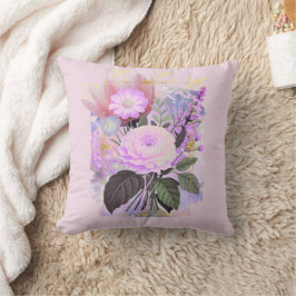 Magical Floral Bouquet in Golden Frame Kudde