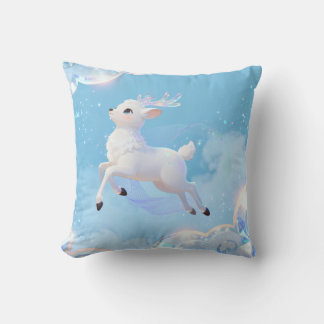 Magical Flying Deer Pillow - Dreamy Pastel Design Kudde
