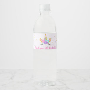 Magical födelsedag för Unicornglitterstjärnor Vattenflaska Etikett