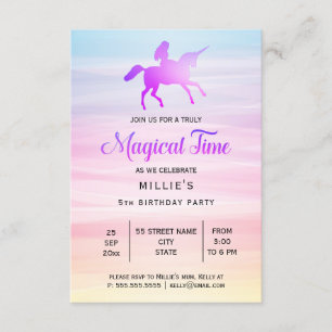 Magical födelsedagsfest inbjudan för Unicorn