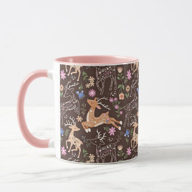 Magical Folk Art Deer in a Woodland Forest Mugg (Vänster)