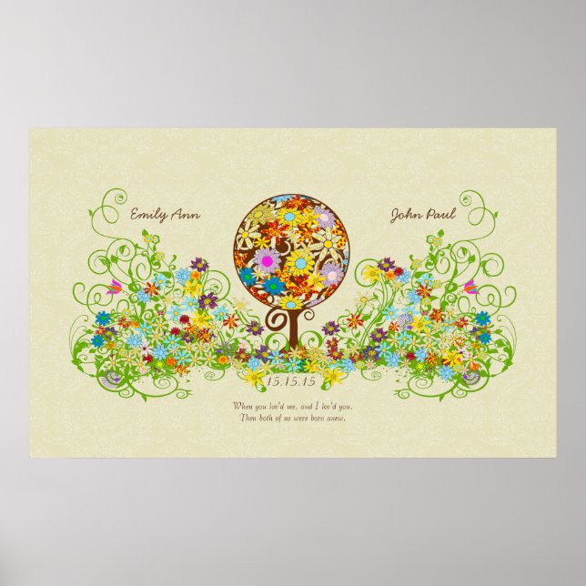 Magical Forest Circle of Love Flower Tree Wedding Poster (Framsidan)