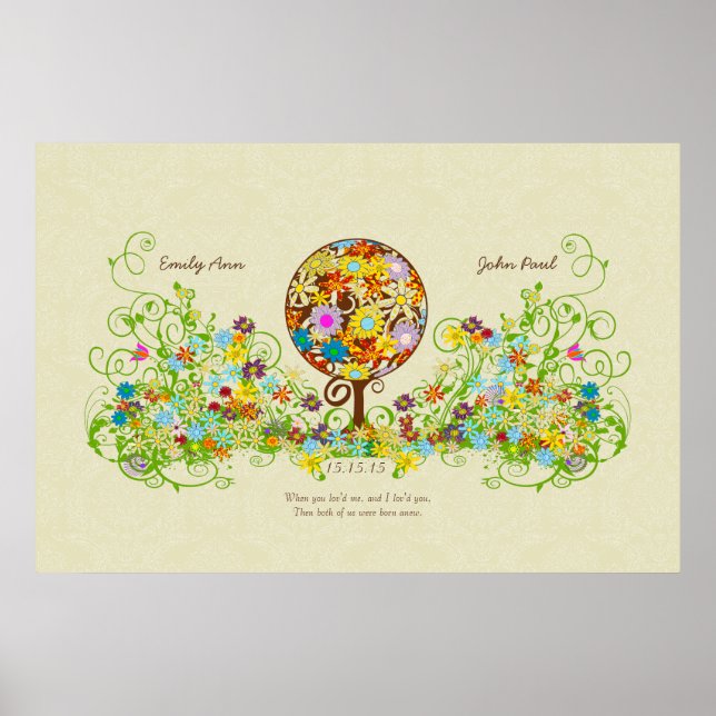 Magical Forest Circle of Love Flower Tree Wedding Poster (Framsidan)
