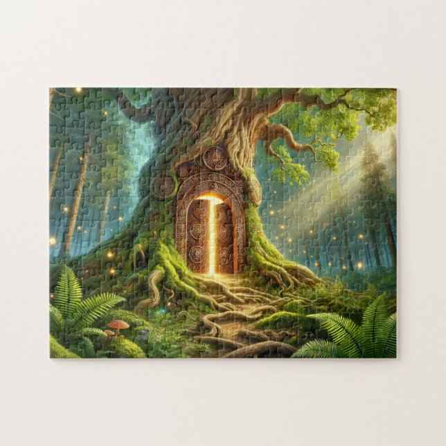  Magical Forest Tree Portal Moss Magic Doorway Pussel (Horisontell)