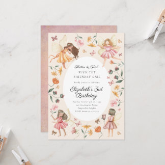 Magical Garden Floral Fairy Birthday Party Inbjudningar
