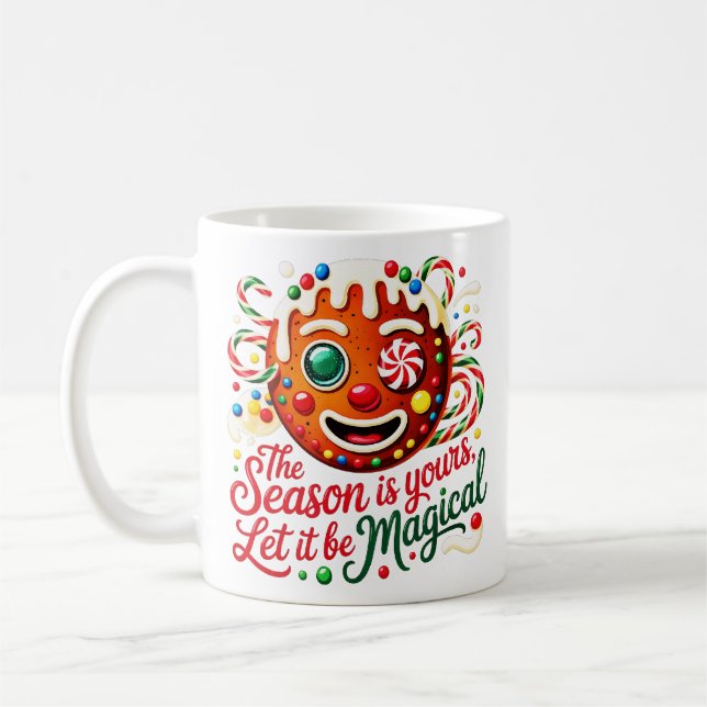 Magical Gingerbread Man Ceramic Cozy Christmas Kaffemugg (Vänster)