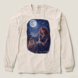 Magical Girl and Kitten - Starry Night Dream Cat T Shirt