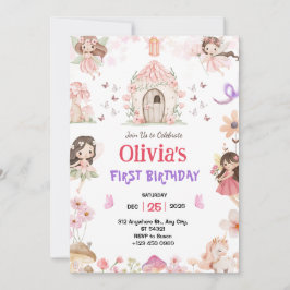Magical Girls Fairy 1st Birthday Invitation Inbjudningar