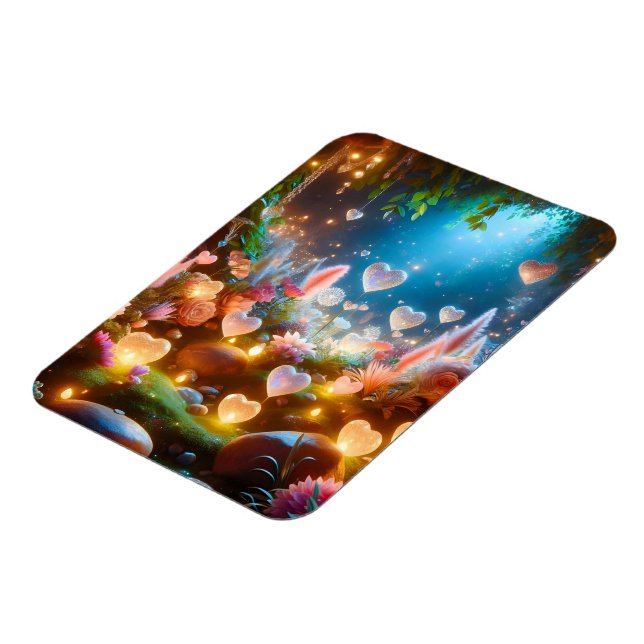 Magical Glowing Flowers Heart Garden  Magnet (Vänstra Sidan)