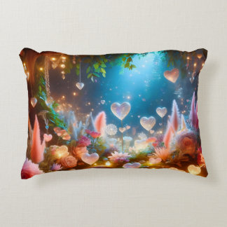 Magical Glowing Flowers Heart Garden  Prydnadskudde