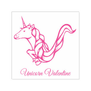 Magical gullig beställnings- Unicornvalentin för Självfärgande Stämpel