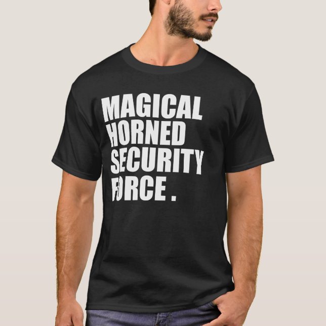 Magical Horned Security Force Funny Halloween T Shirt (Framsida)