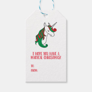 Magical jul för en Unicorn Presentetikett
