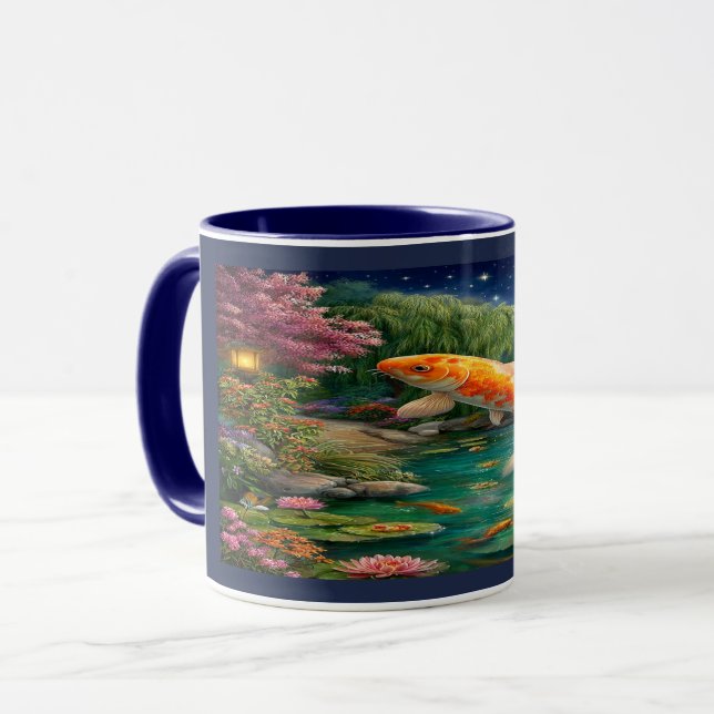 Magical Koi Fish Zen Garden Night Mug Mugg (Framsida vänster)