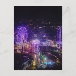 Magical lights of Vienna's Prater park in night Vykort