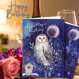 Magical Mama Baby Owl Birthday Card | Starry Night Kort