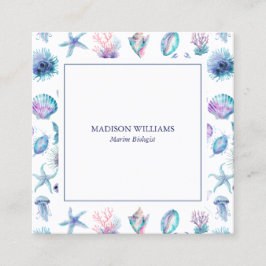 Magical marine creatures pattern marine biologist fyrkantigt visitkort