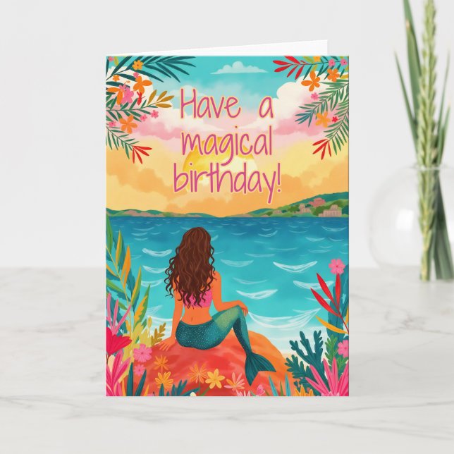 Magical Mermaid Birthday Card Tack Kort (Framsida)