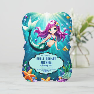 Magical Mermaid Birthday Invite - Under Sea Party Inbjudningar