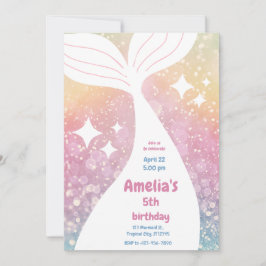Magical Mermaid Tail Under The Sea Birthday Party Inbjudningar