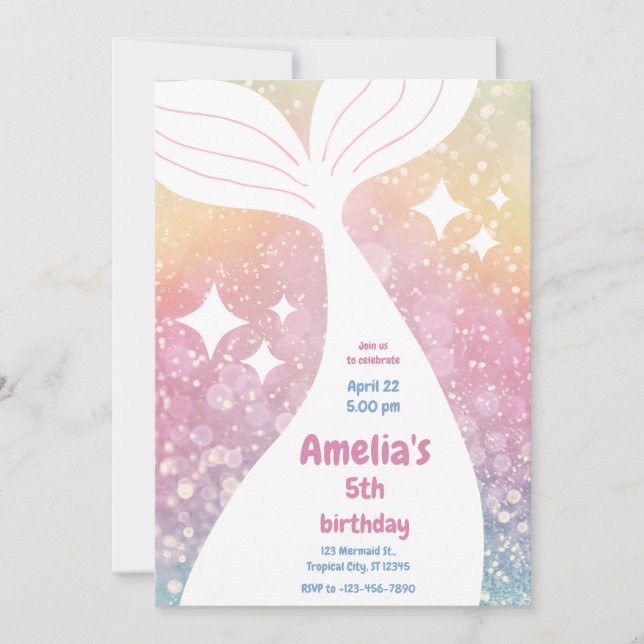 Magical Mermaid Tail Under The Sea Birthday Party Inbjudningar (Framsida)