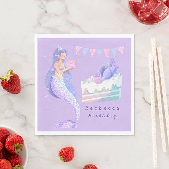 Magical Mermaid Under the Sea Kids Birthday Pappersservett (Insitu)