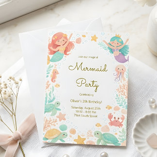 Magical Mermaid Under the Sea Kids Birthday Party  Inbjudningar