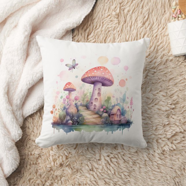 Magical Mistic Colorful Mushroom houses  Kudde (Filt)