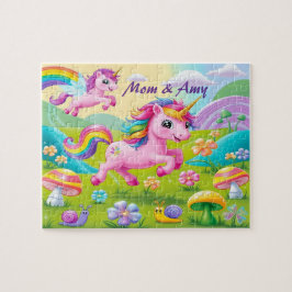 Magical Mom & Baby Unicorn Mushroom Flower Meadows Pussel