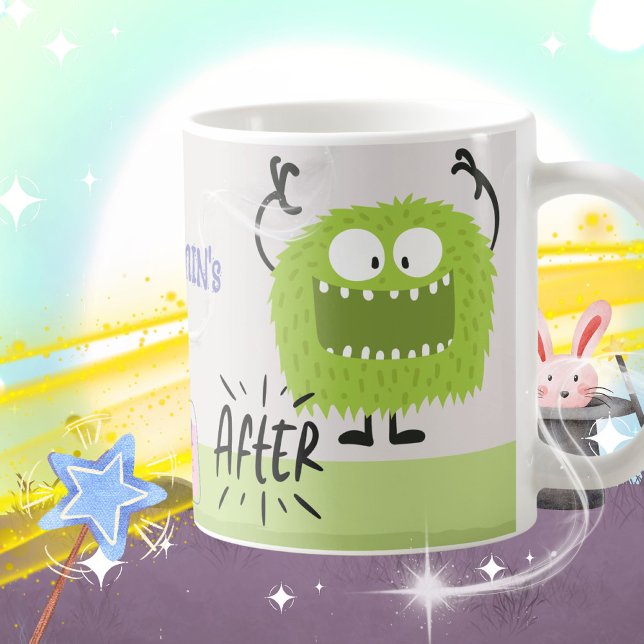 Magical Monster Transformation Kids Name Kaffemugg (Magical Monster Transformation Kids Name Coffee Mug ©Susanne Sachers - Sunny Mind 🌞)