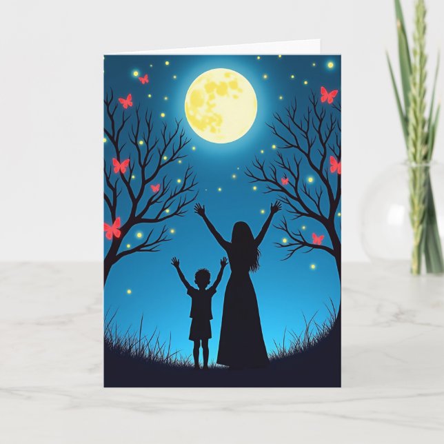 Magical Moonlit Night Scene Card Kort (Framsida)