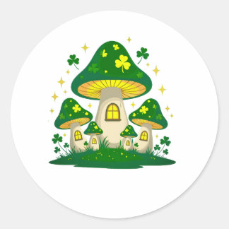 Magical Mushroom Village With Glowing Runt Klistermärke