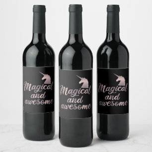 Magical och enorm Unicorn Vinflaska Etikett