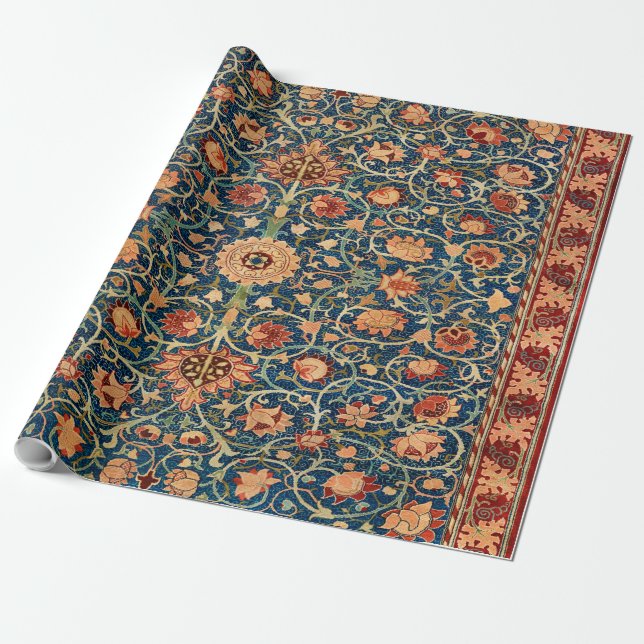 Magical Oriental Rug Pattern in Blue and Red Presentpapper (Utrullad)