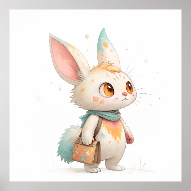 Magical Paint-Splashed Rabbit-Cat Creature Poster (Framsidan)