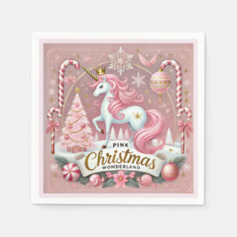 Magical Pink Christmas Wonderland Unicorn Pappersservett