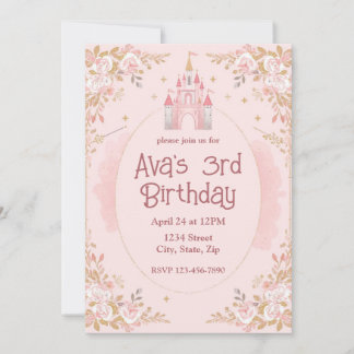 Magical Princess Birthday Invitation | Watercolor Inbjudningar