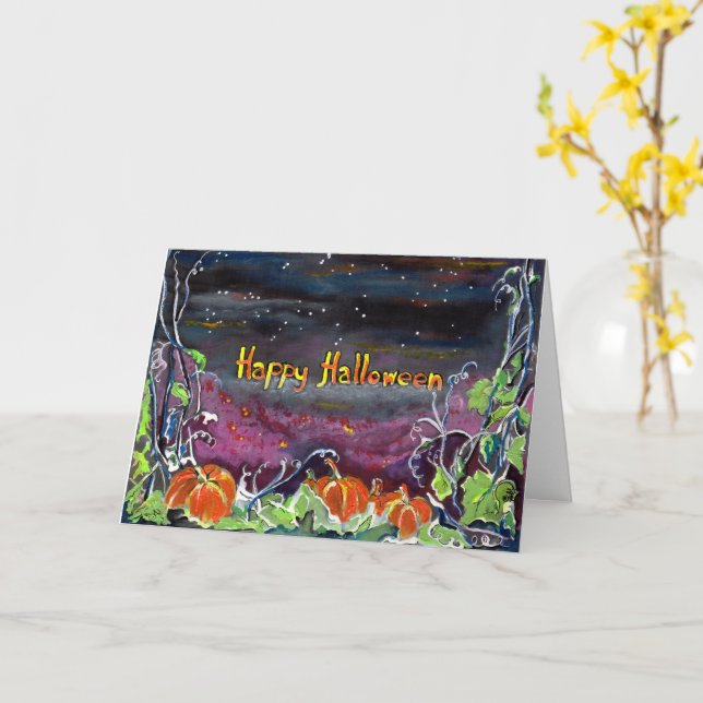 Magical pumpaHalloween samling Kort (Gul blomma)