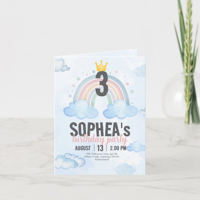 Magical Rainbow Birthday Invitation Inbjudan (Framsida)