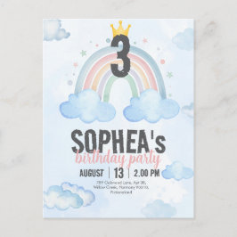 Magical Rainbow Birthday Invitation Postcard Inbjudan Vykort